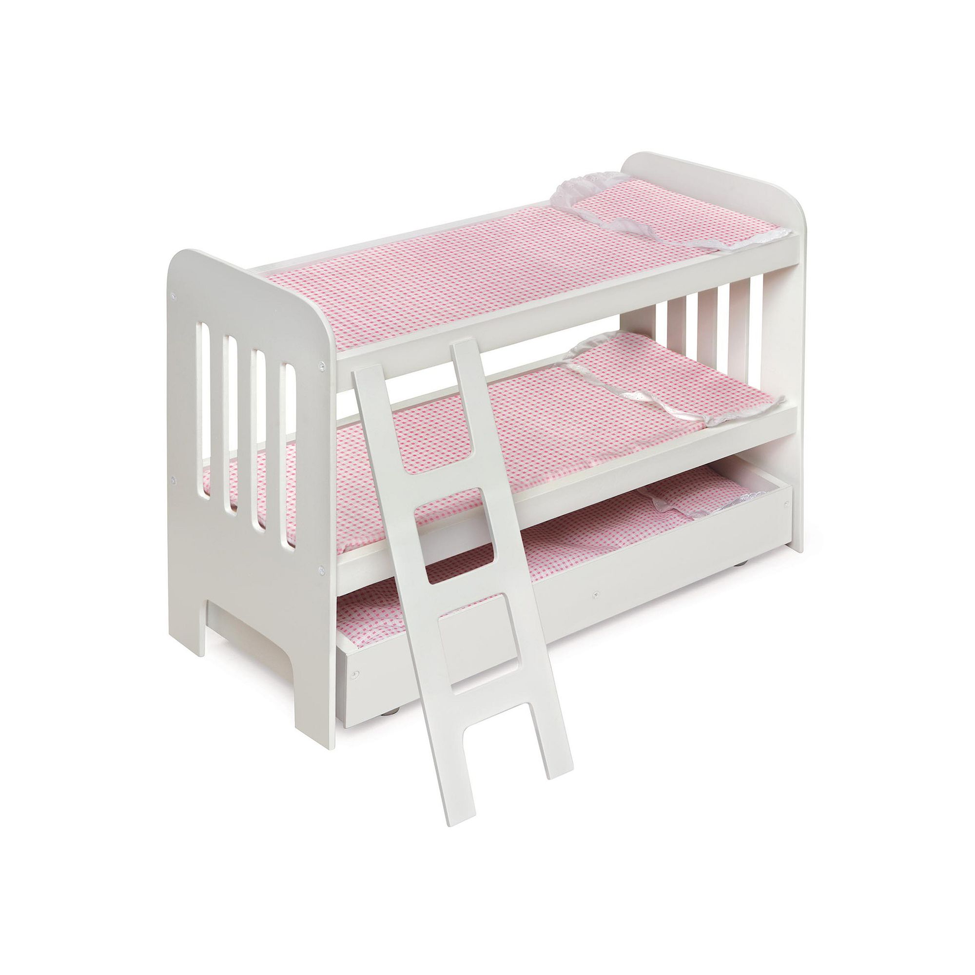 Badger Basket Trundle Doll Bunk Bed with Ladder, Pink