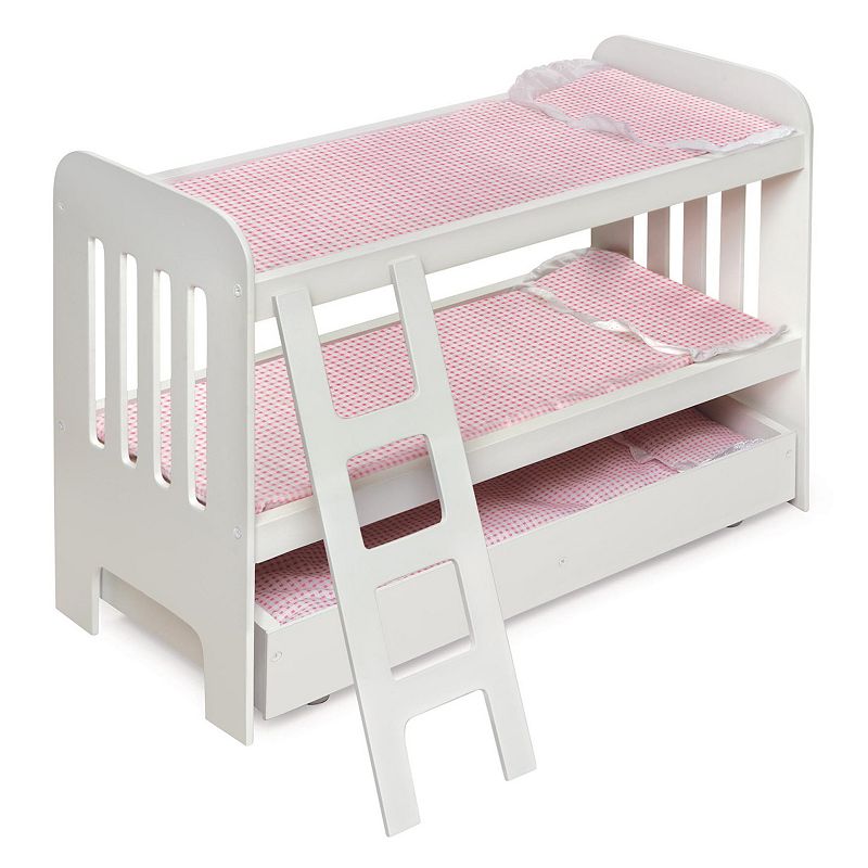 Badger Basket Trundle Doll Bunk Bed with Ladder, Pink