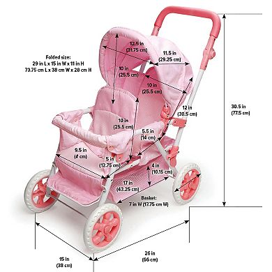 Badger Basket Double Doll Folding Stroller