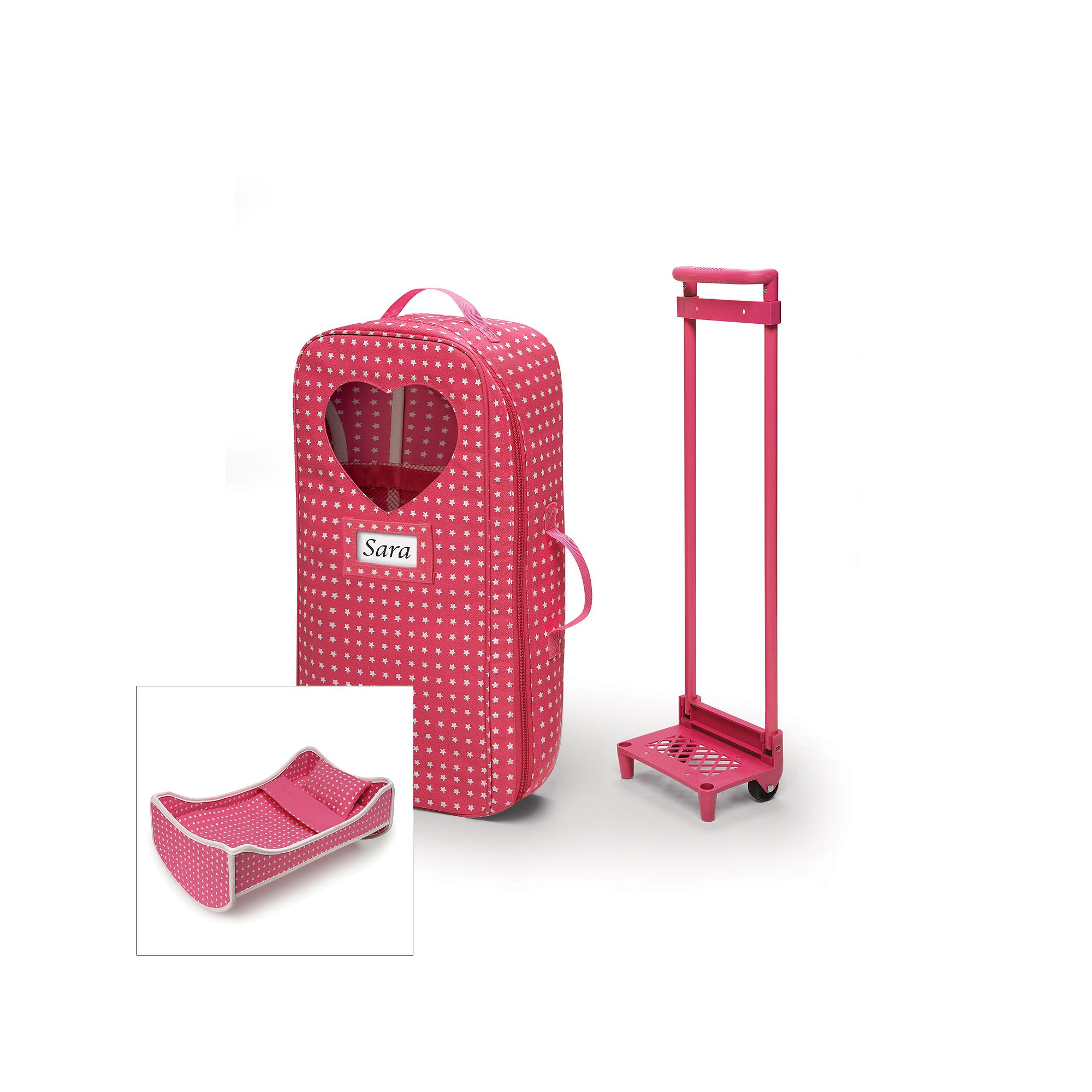 Badger Basket 2-in-1 Doll Wheeled Travel Case with Bed, Pink