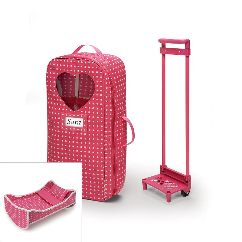 Badger Basket 2-in-1 Doll Wheeled Travel Case with Bed, Pink