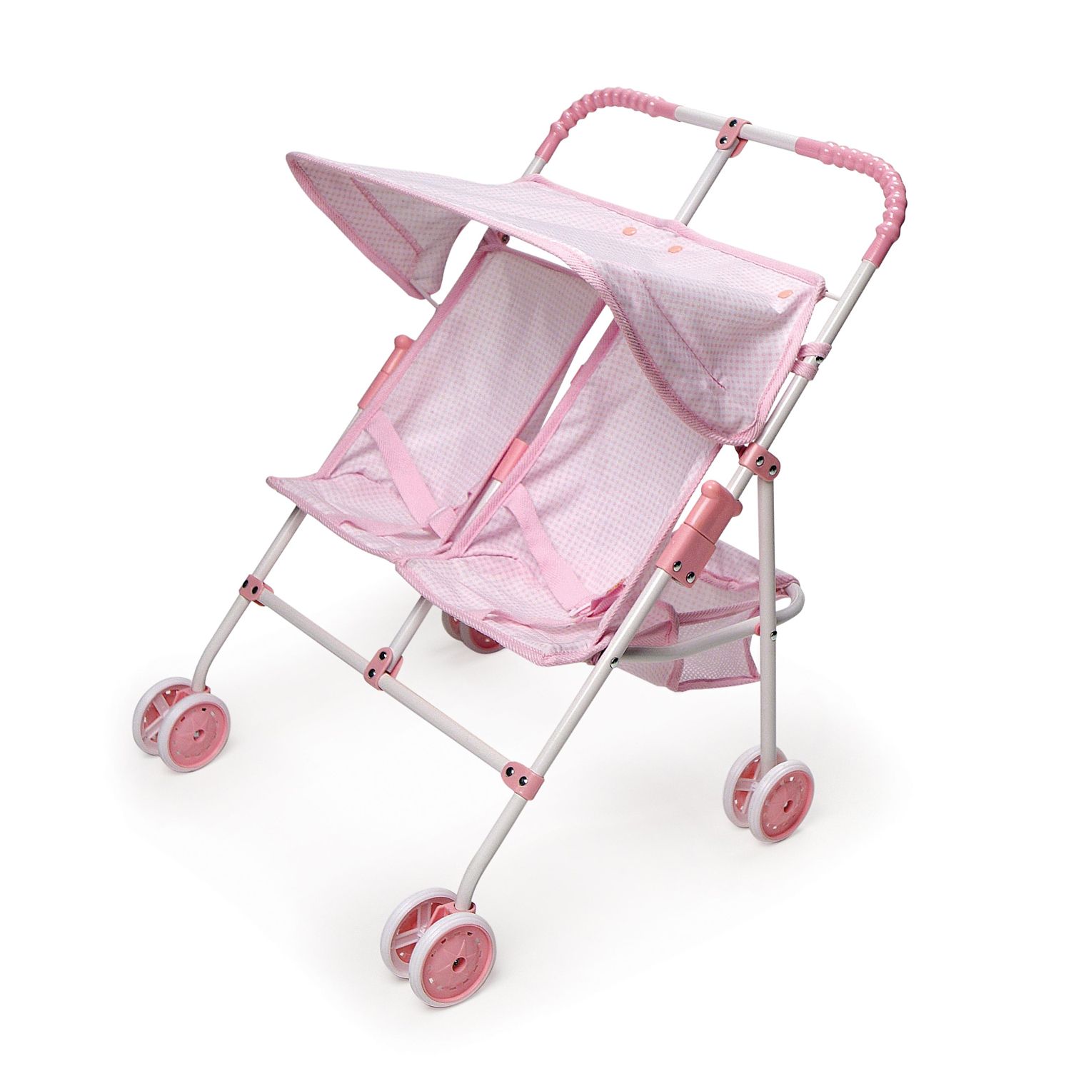 Doll stroller outlet with swivel wheels