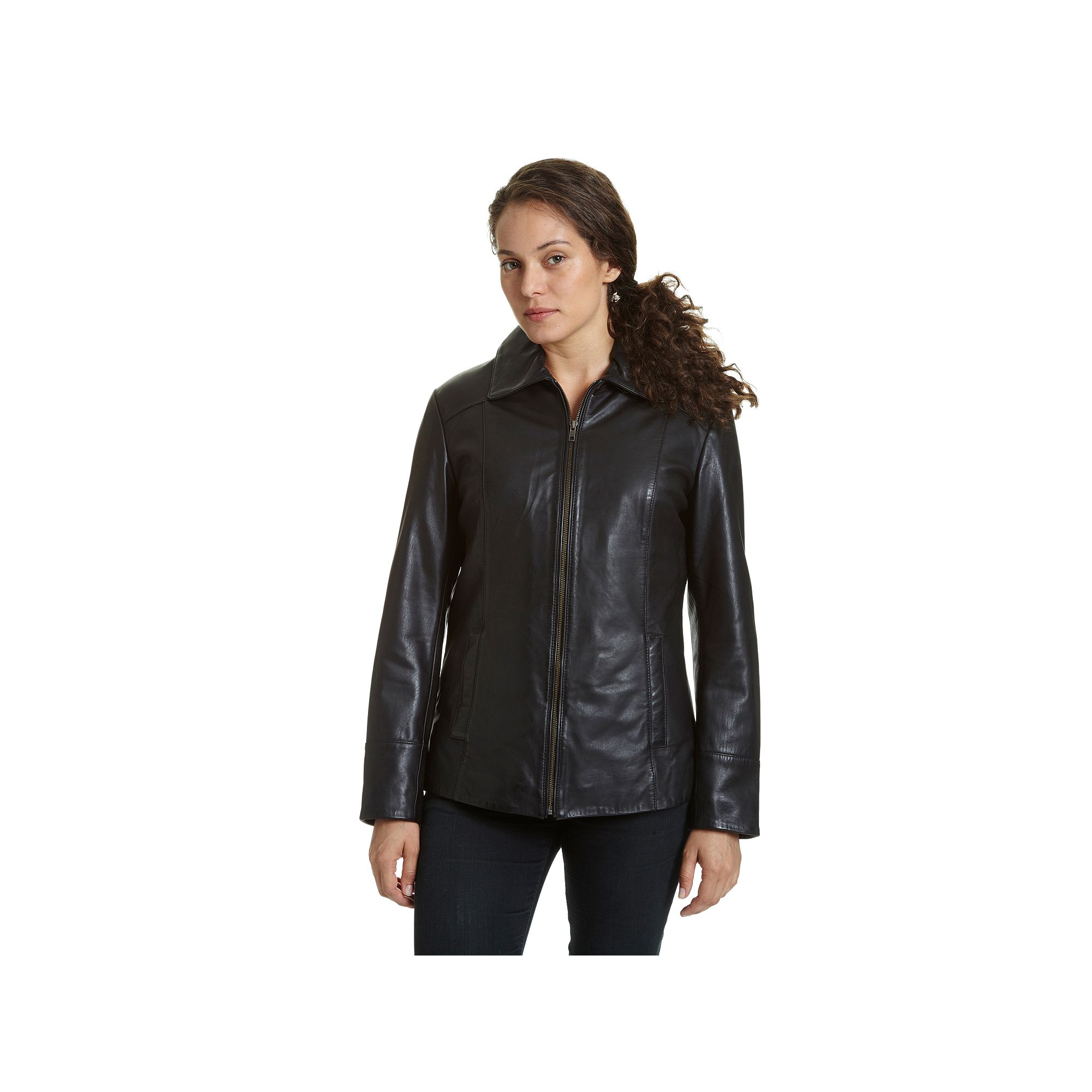 Womens Excelled Leather Scuba Jacket, Size: Small, Black