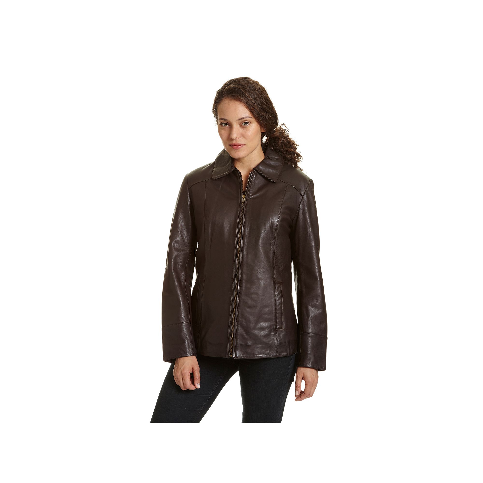 Womens Excelled Leather Scuba Jacket, Size: Small, Brown