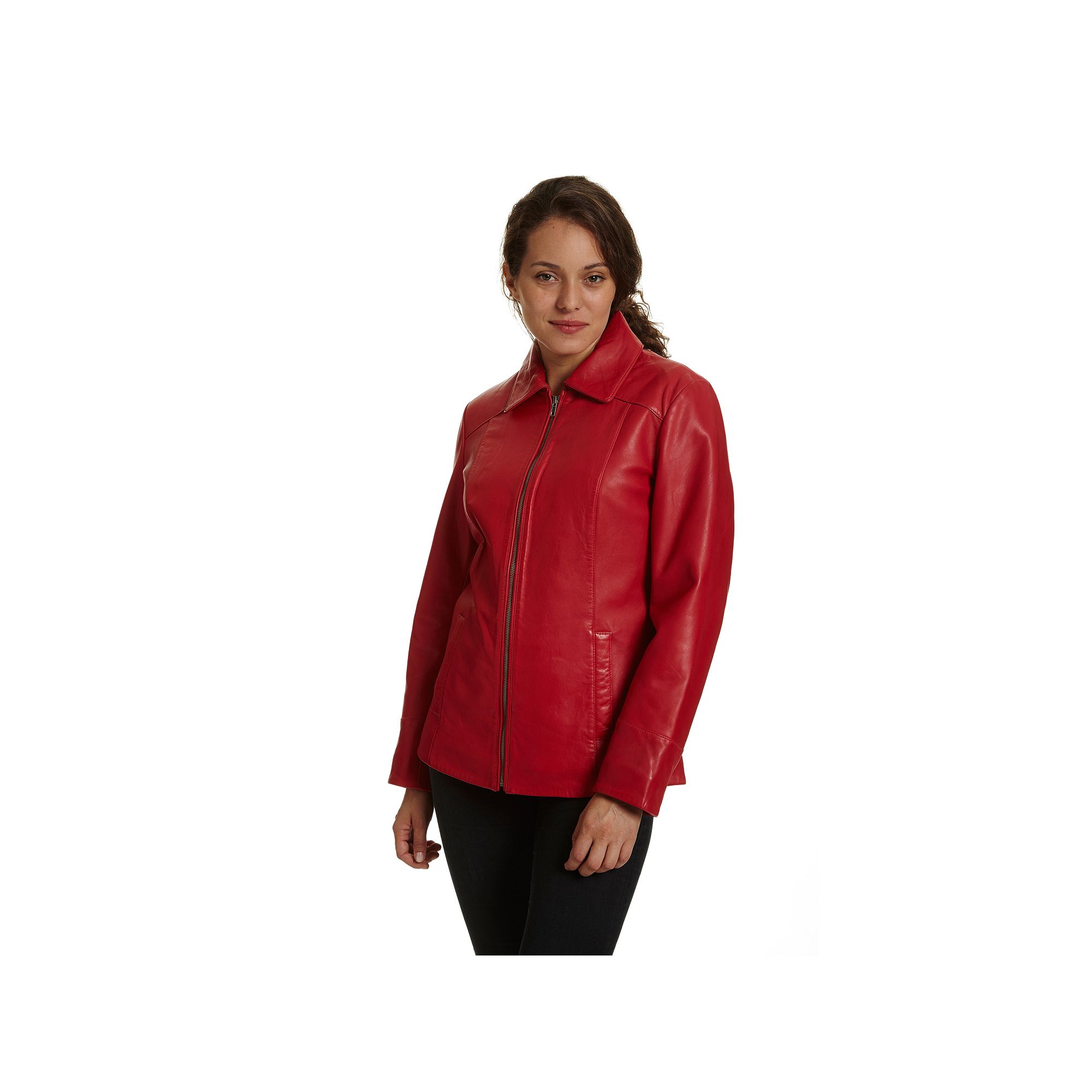 Womens Excelled Leather Scuba Jacket, Size: Small, Red