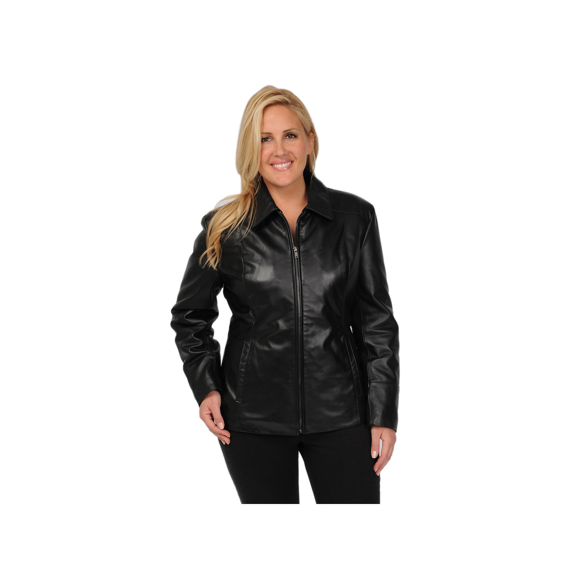 Plus Size Excelled Leather Scuba Jacket, Womens, Size: 2XL, Black