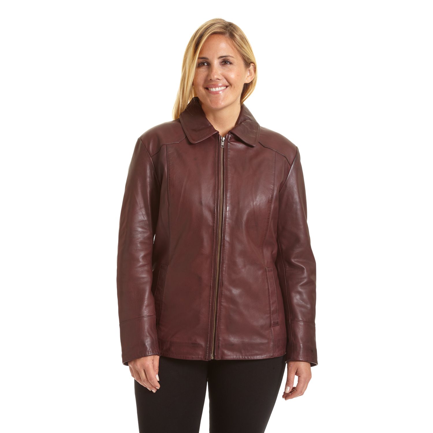 kohls womens black leather jacket