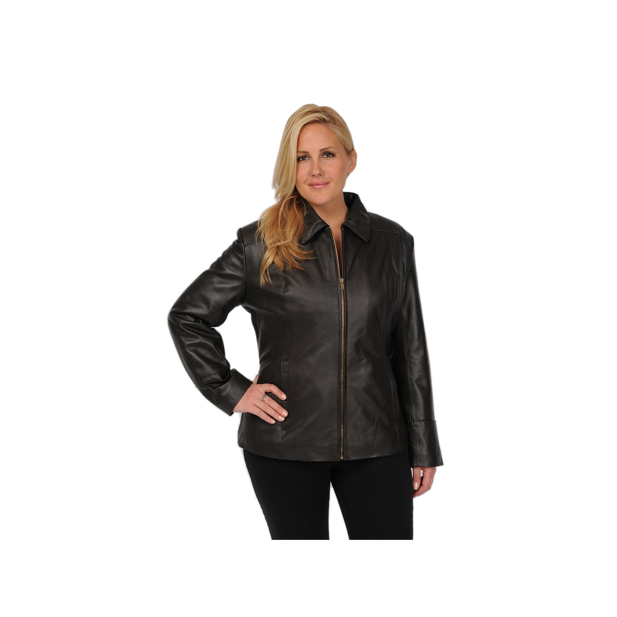 Plus Size Excelled Leather Scuba Jacket, Womens, Size: 2XL, Brown