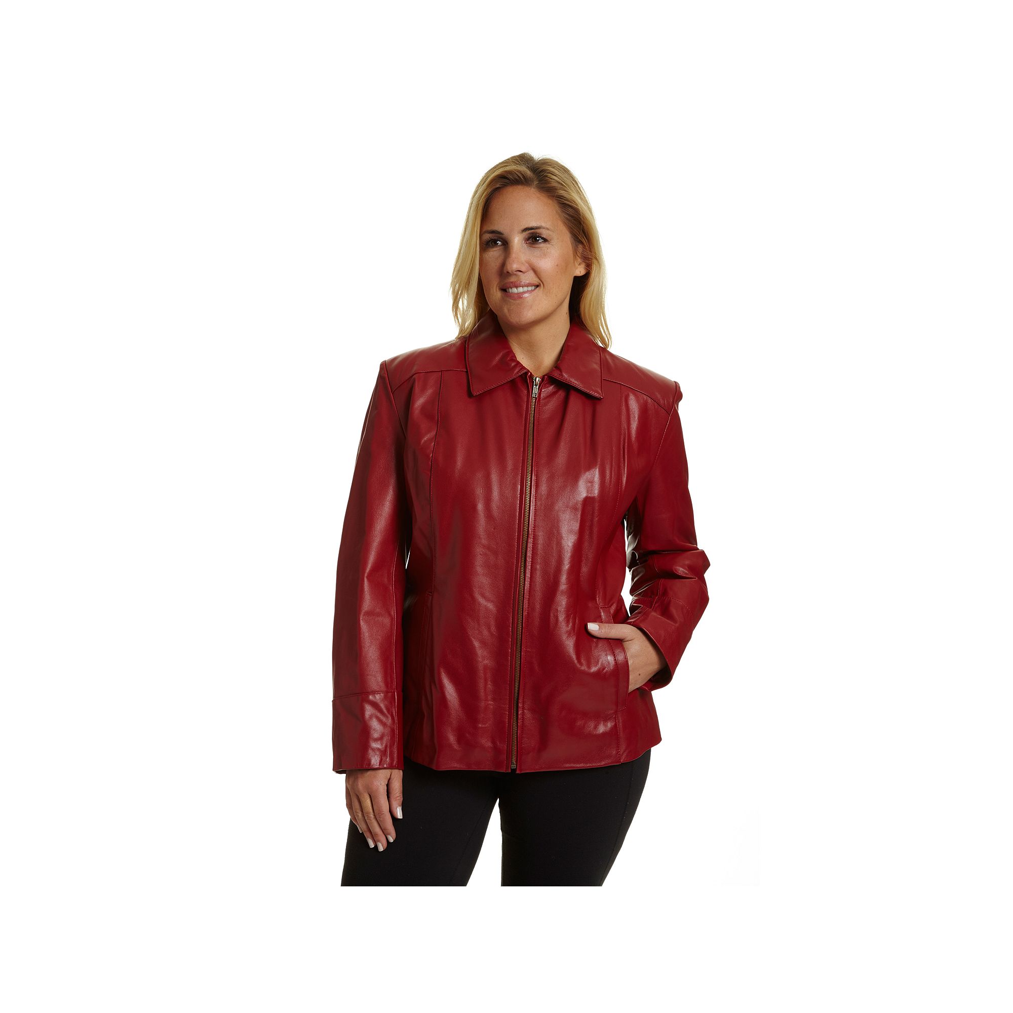 Plus Size Excelled Leather Scuba Jacket, Womens, Size: 2XL, Red
