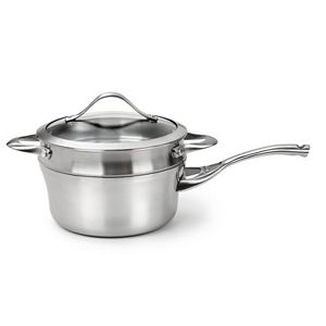 Calphalon Contemporary Stainless 2.5-qt. Covered Stainless Steel Saucepan with Double Boiler Insert