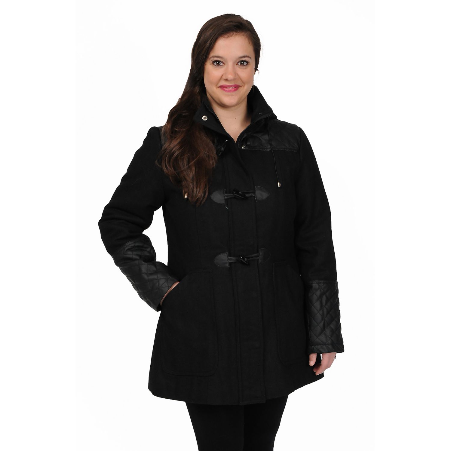 womens black wool coat with hood