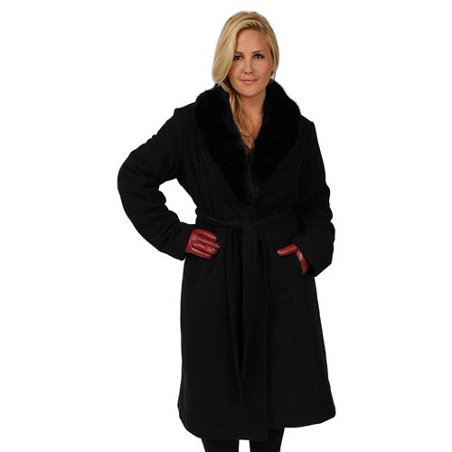 Plus Size Excelled Faux Wool Swing Coat