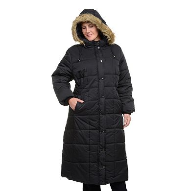 Plus Size Excelled Hooded Long Puffer Coat