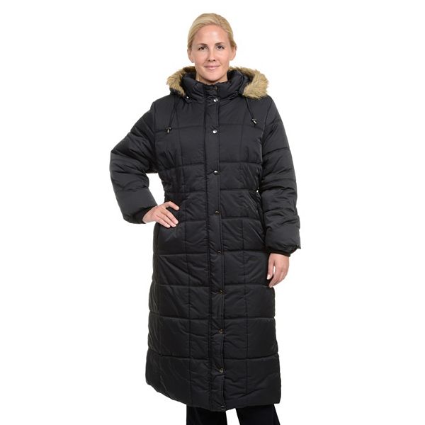 Drik med sig levering Plus Size Excelled Hooded Long Puffer Coat
