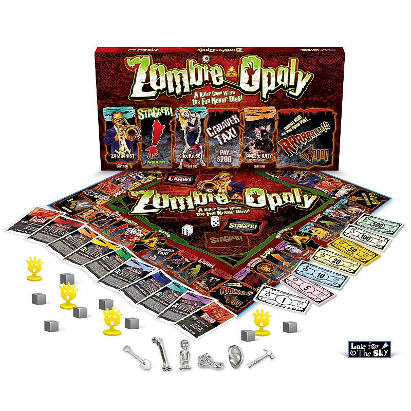 Late for the Sky Zombie-Opoly Board Game, Multicolor
