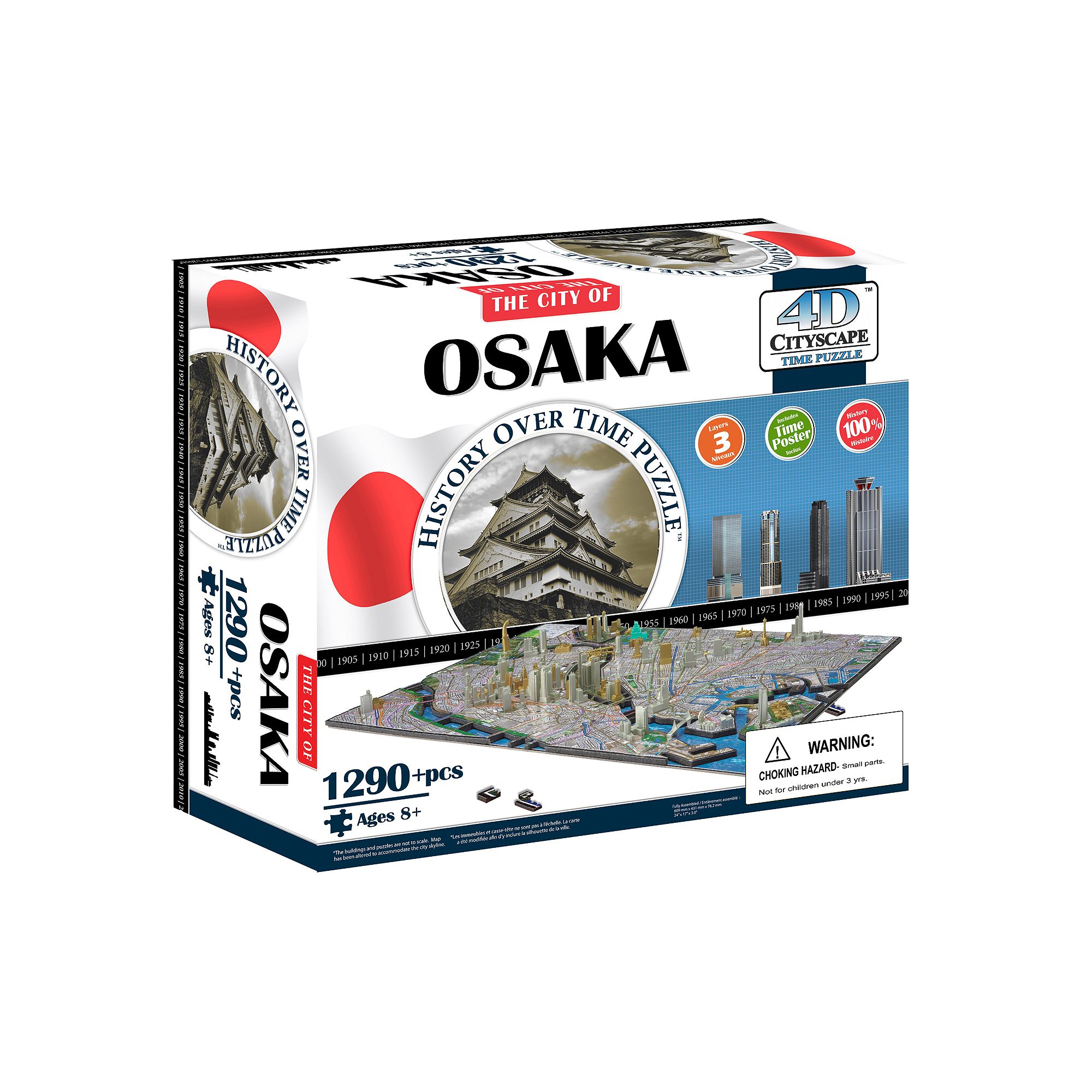 4D Cityscape Osaka Time Puzzle, Multicolor