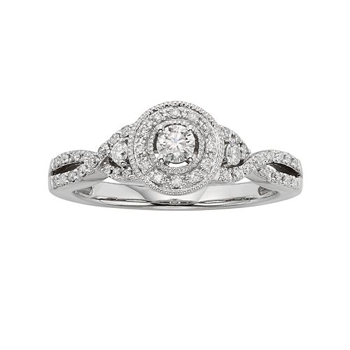 Diamond Crisscross Halo Engagement Ring in 10k White Gold (3/8 ct. T.W.)