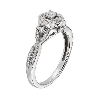 Diamond Crisscross Halo Engagement Ring in 10k White Gold (3/8 ct. T.W.)