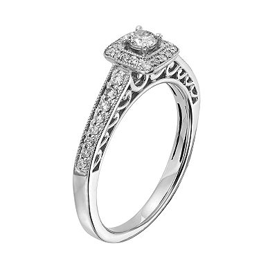 Diamond Square Halo Engagement Ring in 10k White Gold (3/8 ct. T.W.)