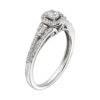 Diamond Halo Engagement Ring in 10k White Gold (3/8 ct. T.W.)