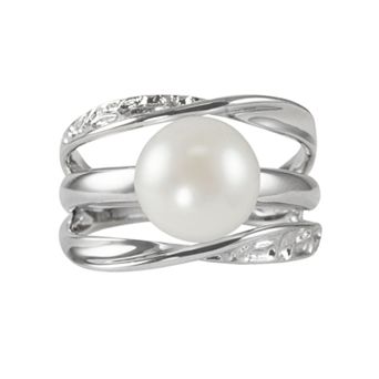PearLustre by Imperial Sterling Silver Freshwater Cultured Pearl Galaxy Ring