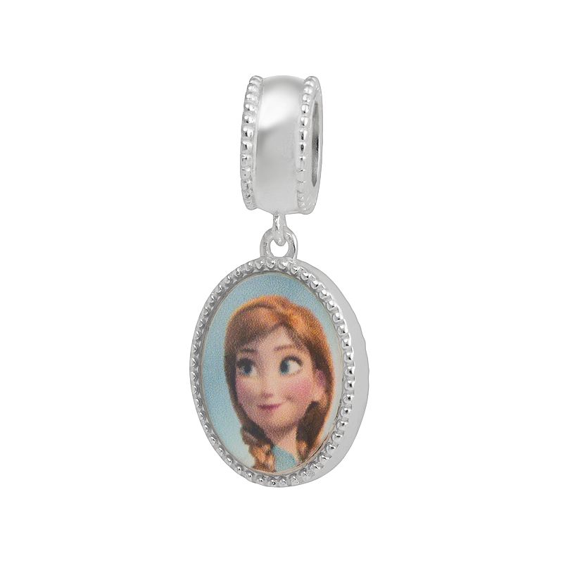 Disney Frozen Sterling Silver Anna and Elsa Reversible Charm, Womens, Grey