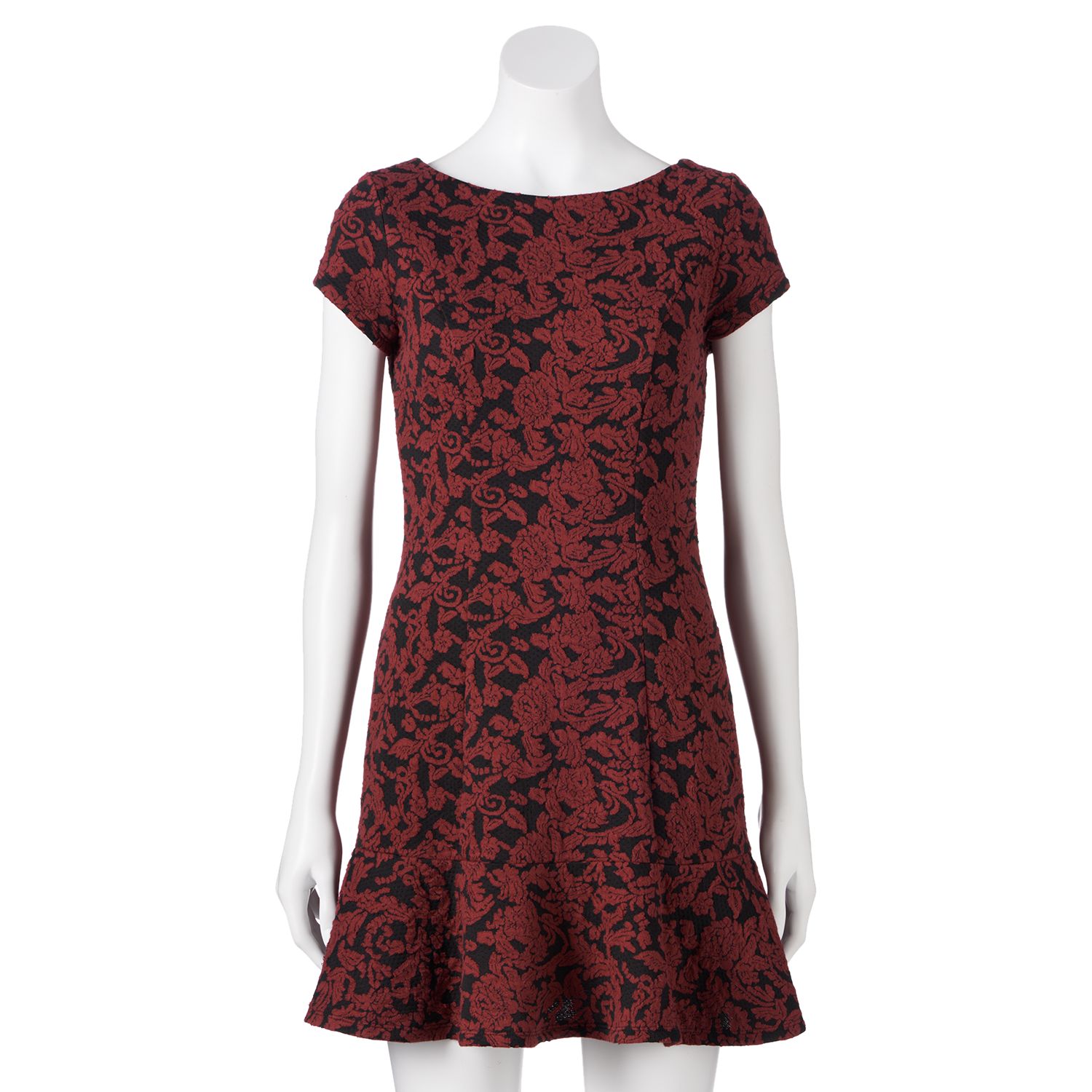 Juniors' Lily Rose Textured Trumpet Dress