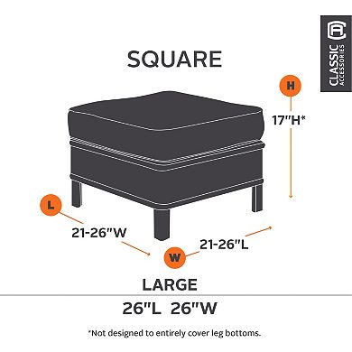 Classic Accessories Ravenna Square Ottoman Cover - Outdoor