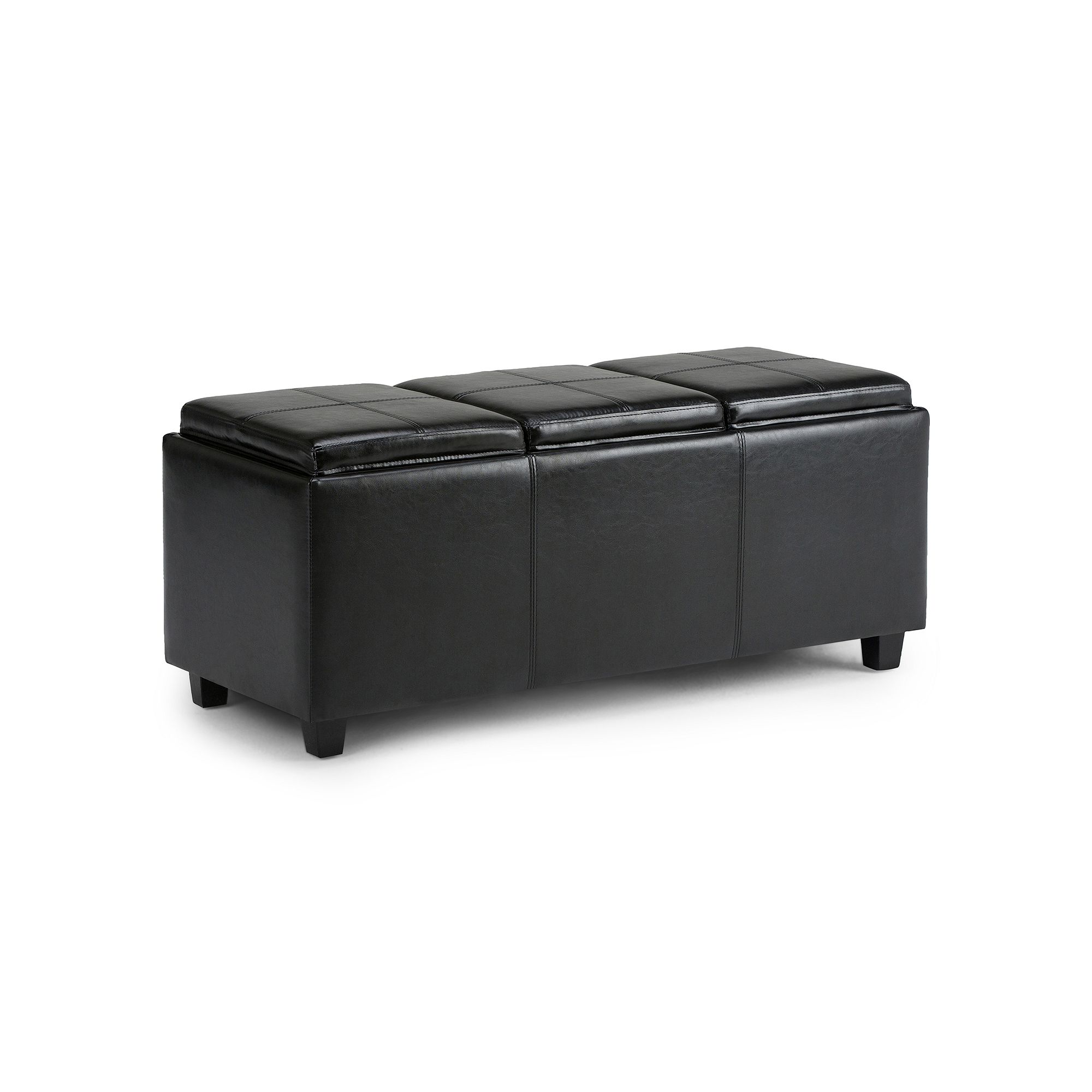 Simpli Home Avalon Storage Ottoman with Serving Trays, Black