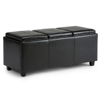 Simpli Home Avalon Storage Ottoman with Serving Trays
