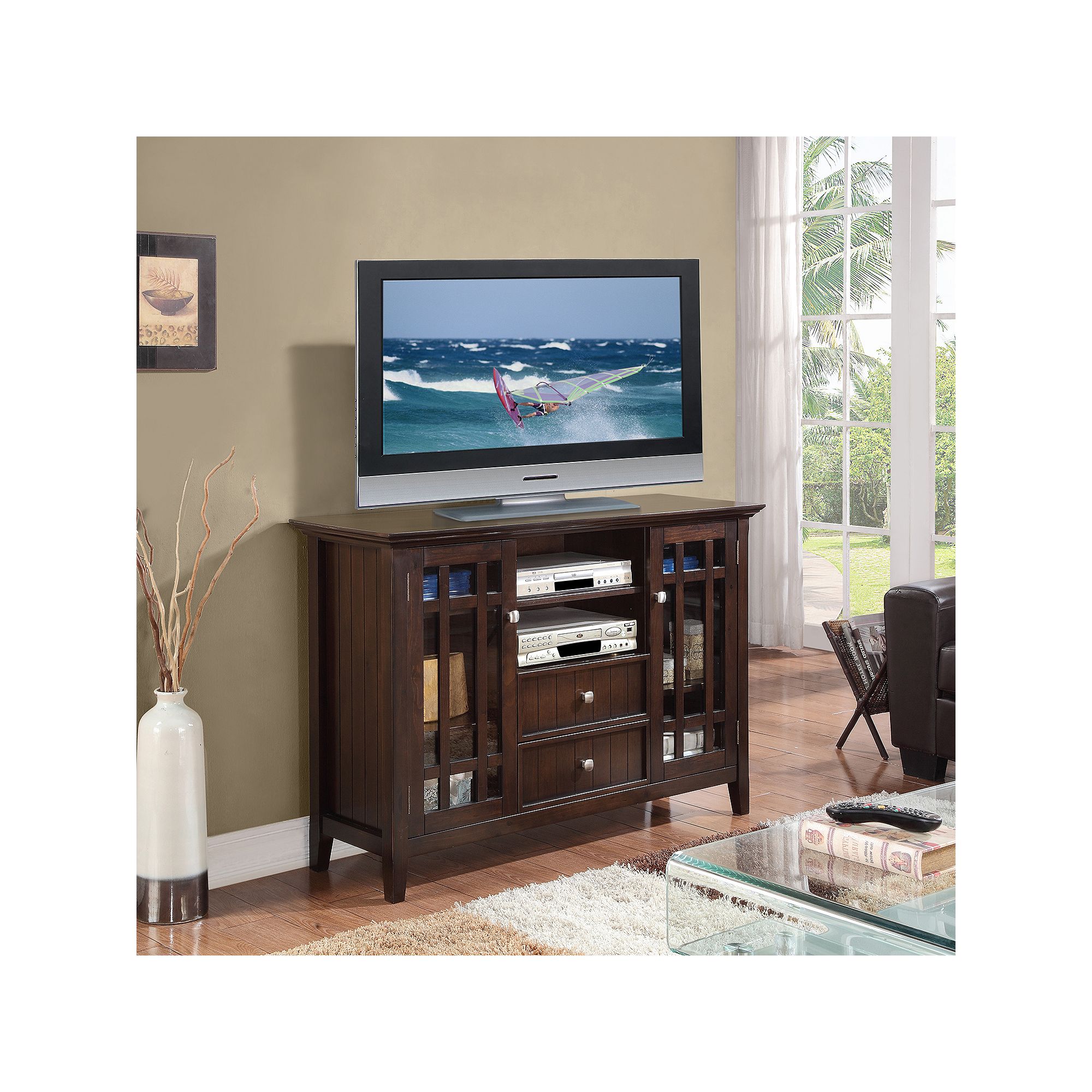 Simpli Home Bedford TV Media Stand, Black