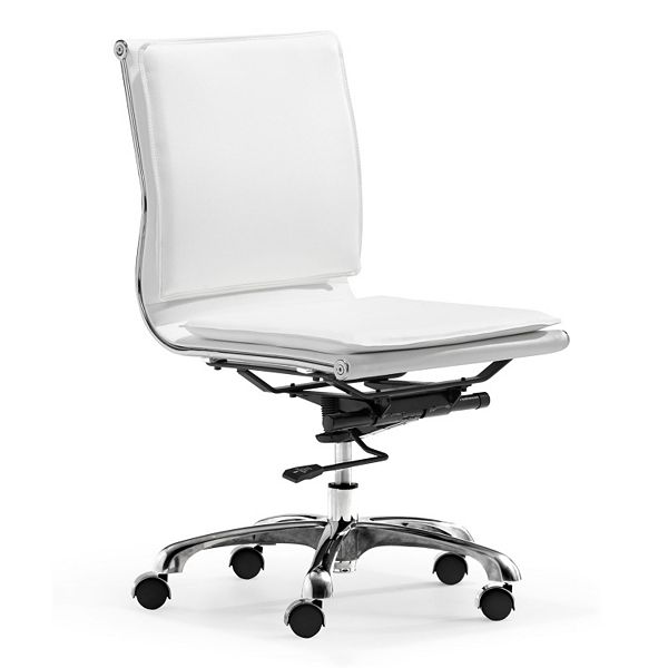 Zuo Modern Lider Plus Armless Desk Chair, White Armless Office Chair