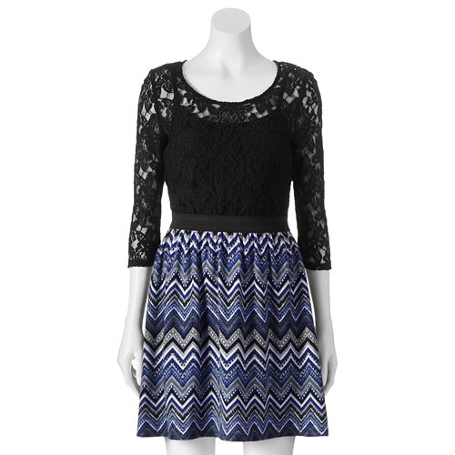 Juniors' Speechless Zigzag Lace Skater Dress
