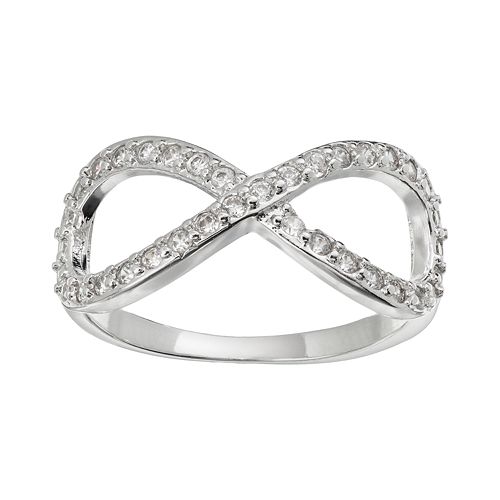 Cubic Zirconia Silver-Plated Infinity Ring