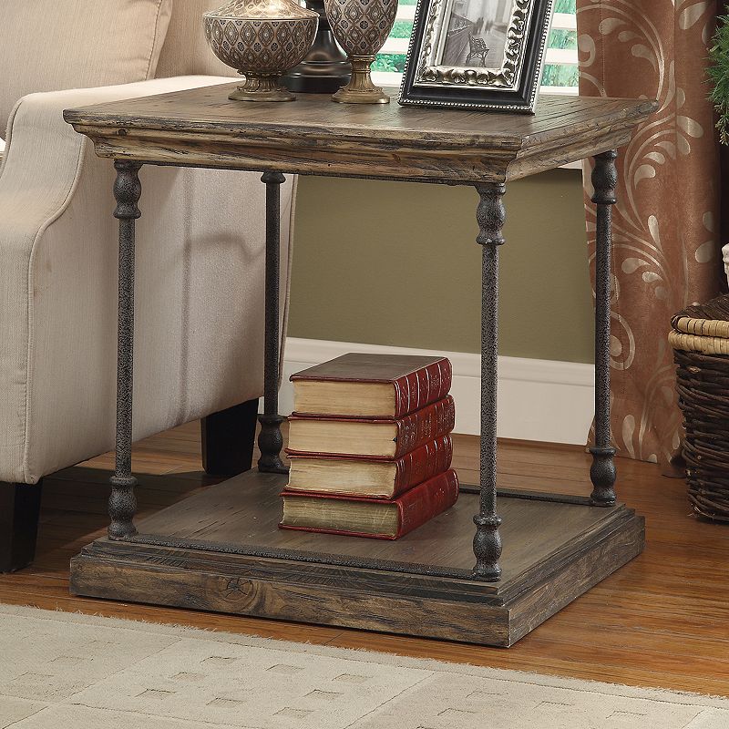 Treasure Trove Accents Distressed End Table, Grey