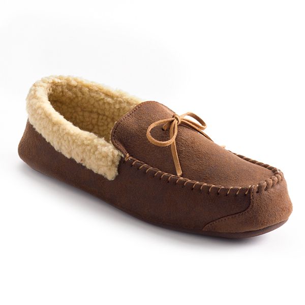 XL M L Club Room Men's Moccasin Slipper Suede Leather Warm Fur Lined Sizes: S 