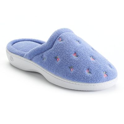 isotoner Embroidered Terry Secret Sole Women s Clog Slippers