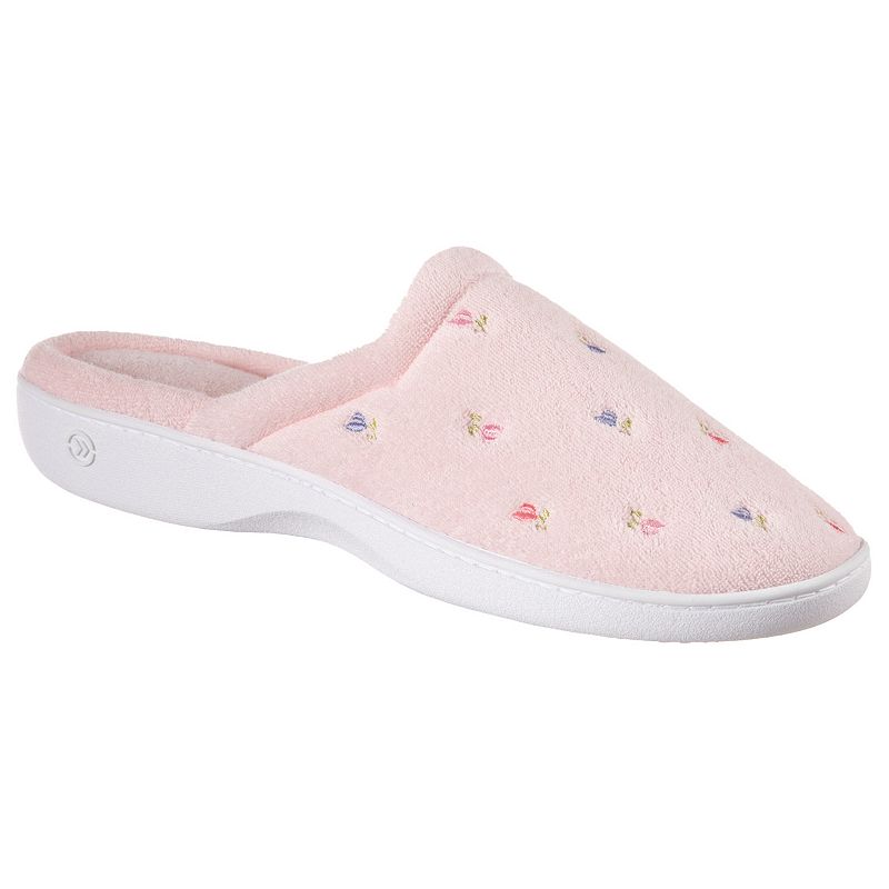 Womens isotoner Embroidered Terry Secret Sole Clog, Size: 5.5 - 6, Pink