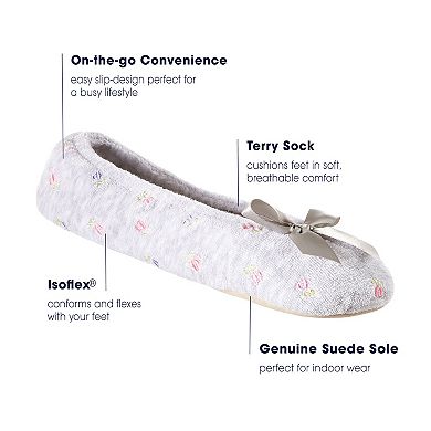 isotoner Embroidered Terry Women's Ballerina Slippers