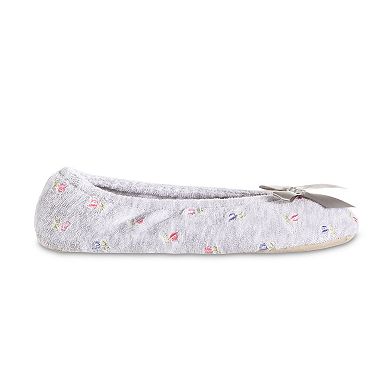 isotoner Embroidered Terry Women's Ballerina Slippers