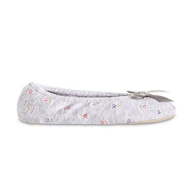 isotoner Embroidered Terry Women's Ballerina Slippers 