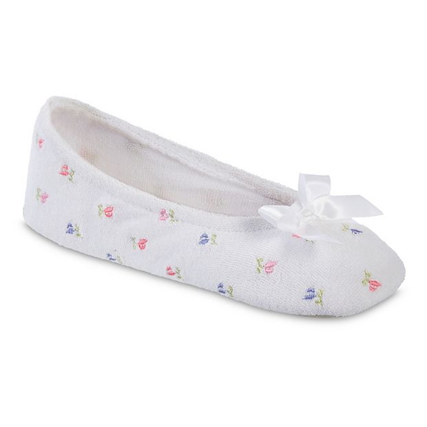 isotoner Embroidered Terry Women s Ballerina Slippers