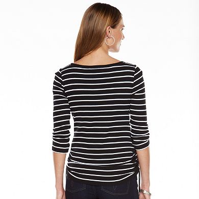 Chaps Striped Drawstring Tee - Women's
