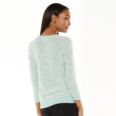 Women's Chaps Marled Linen-Blend Sweater