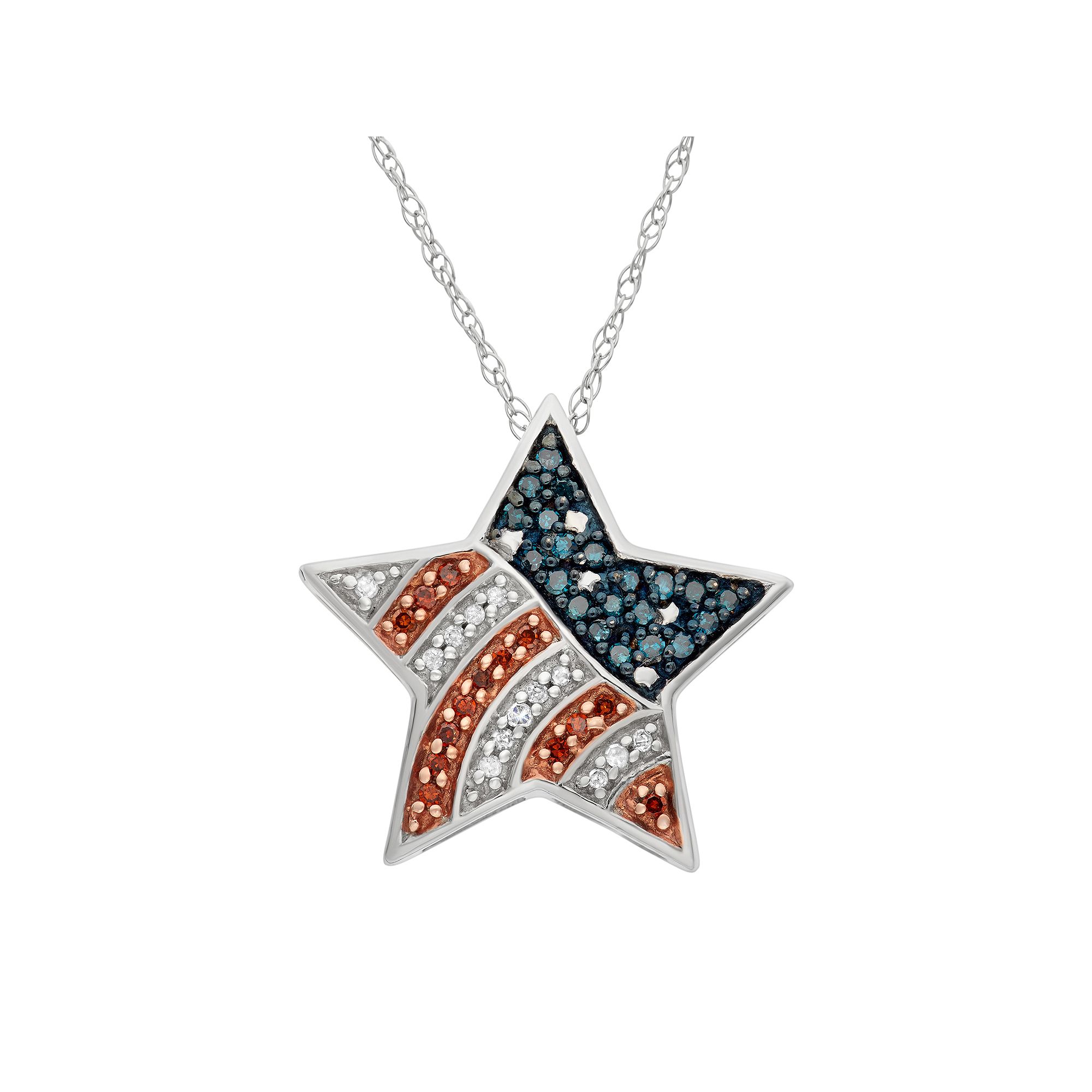 Jewelexcess Sterling Silver 1/4-ct. T. W. Red, White and Blue American Fla