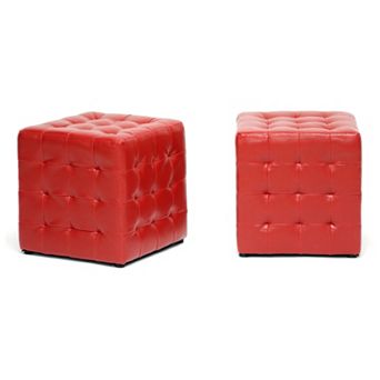 Baxton Studio 2 pc Siskal Cube Ottoman Set