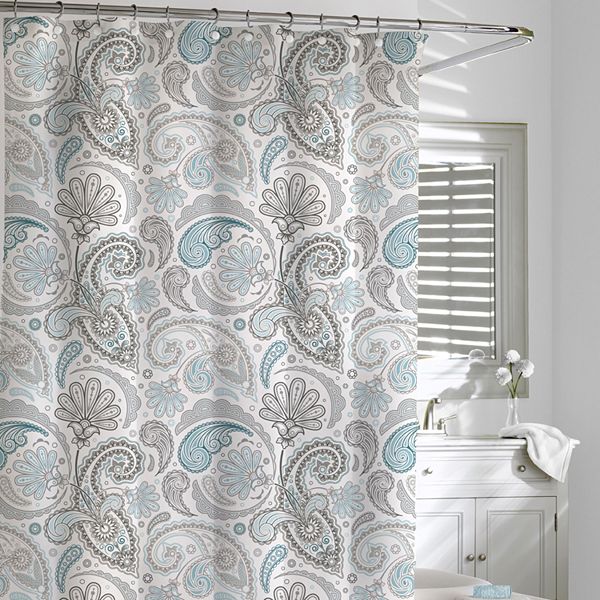 Cassadecor Floral Swirls Fabric Shower Curtain