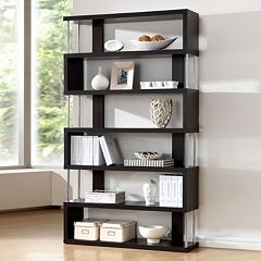 Brown Baxton Studio Bookcases, Baxton Studio Lindo Bookcase And Dual Pull Out Shelving Cabinet