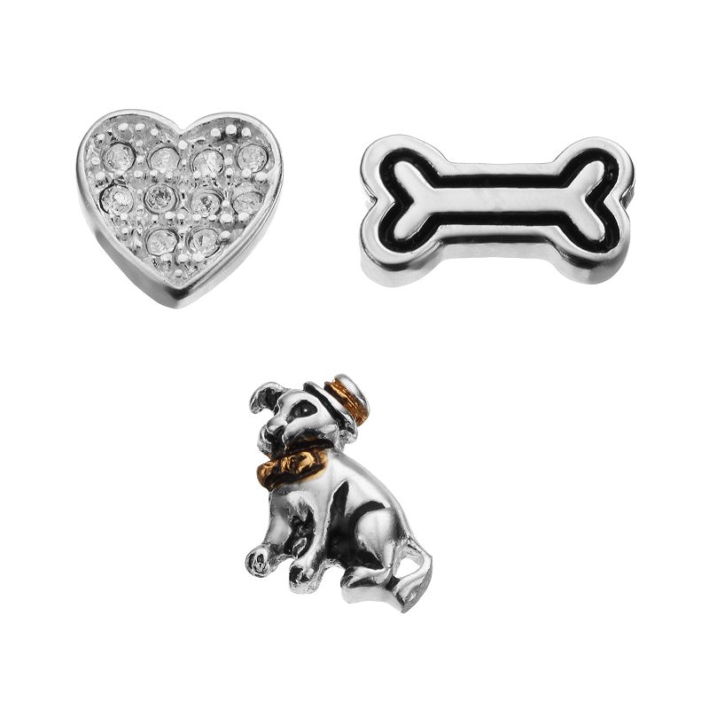 Blue La Rue Crystal Silver-Plated & 14k Gold-Plated Two Tone Dog, Bone & He