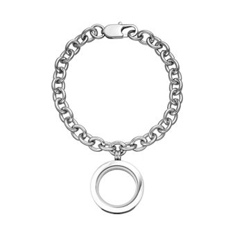 Blue La Rue Stainless Steel 1 in Round Locket Bracelet